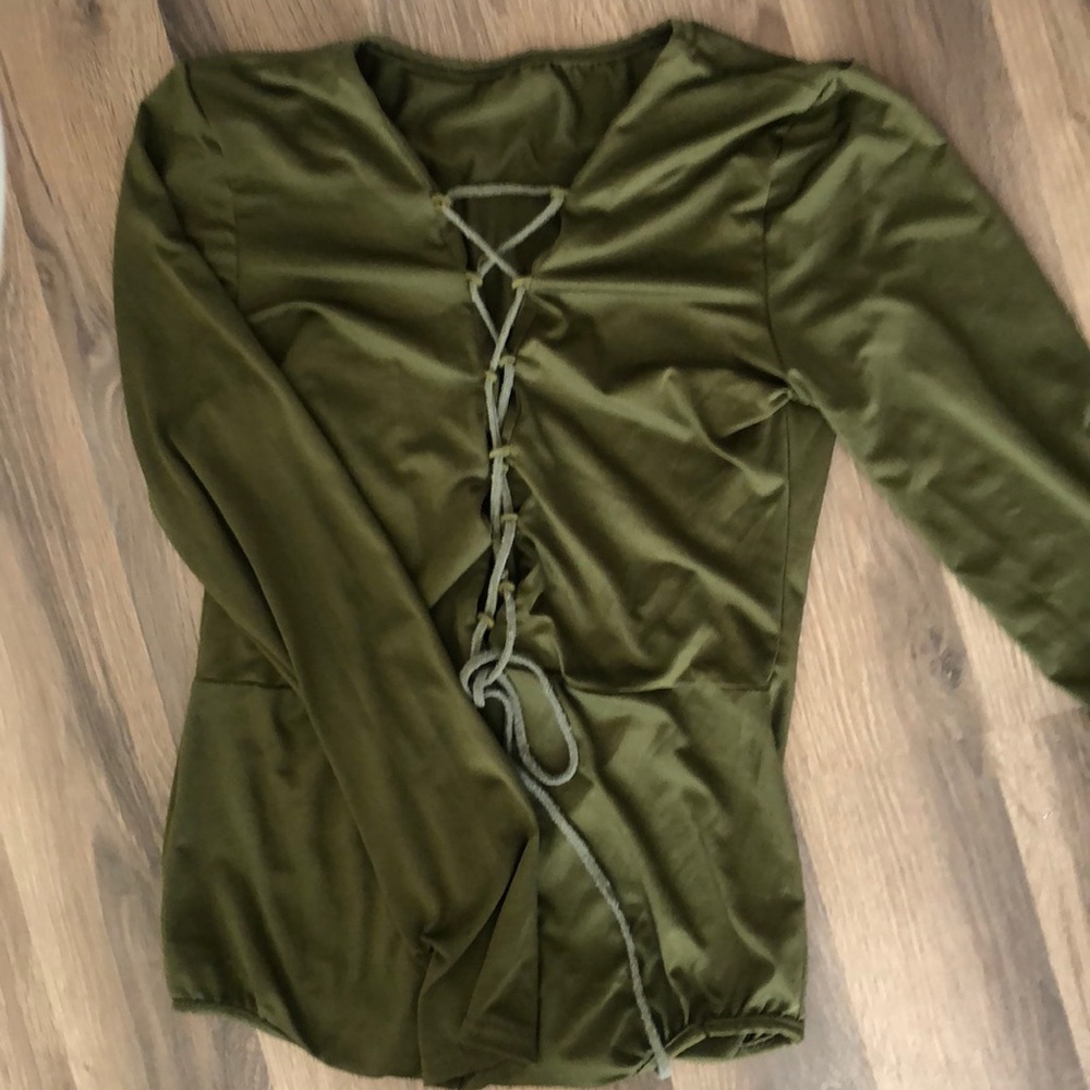 Olive green body suit lace up